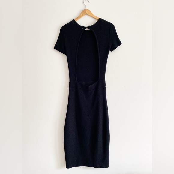 Zara Knit Black Shimmer Backless Knit Dress – Size Small - Picture 4 of 7